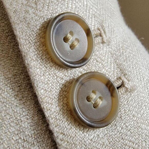 Women's Loft Beige Linen Single-Button Blazer with Pockets Classic Style - Picture 7 of 14